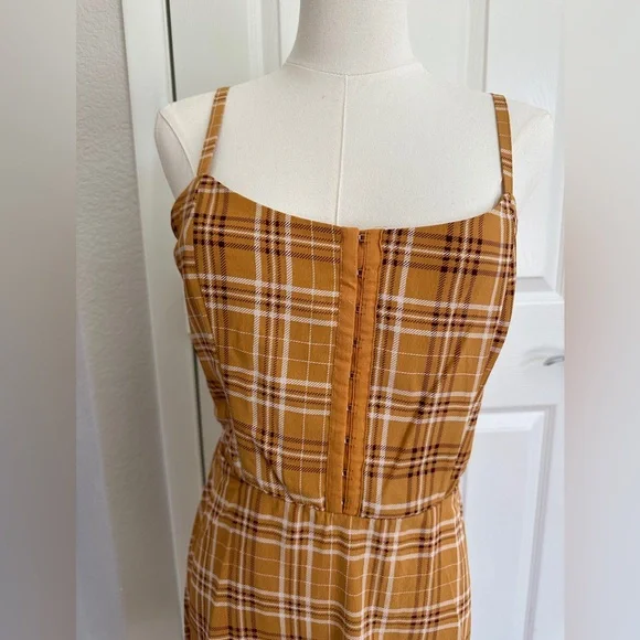 NWT Lily Rose Yellow Plaid Corset Front Dress - Picture 3 of 4